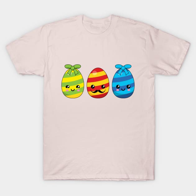 Kawaii Easter Eggs with Ribbons T-Shirt by BirdAtWork